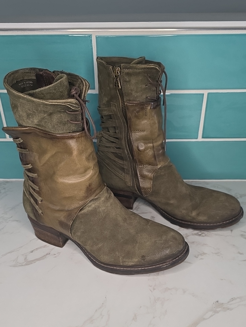 A.S. 98 Chet Katrina Olive Green Boots Size 42